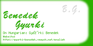 benedek gyurki business card